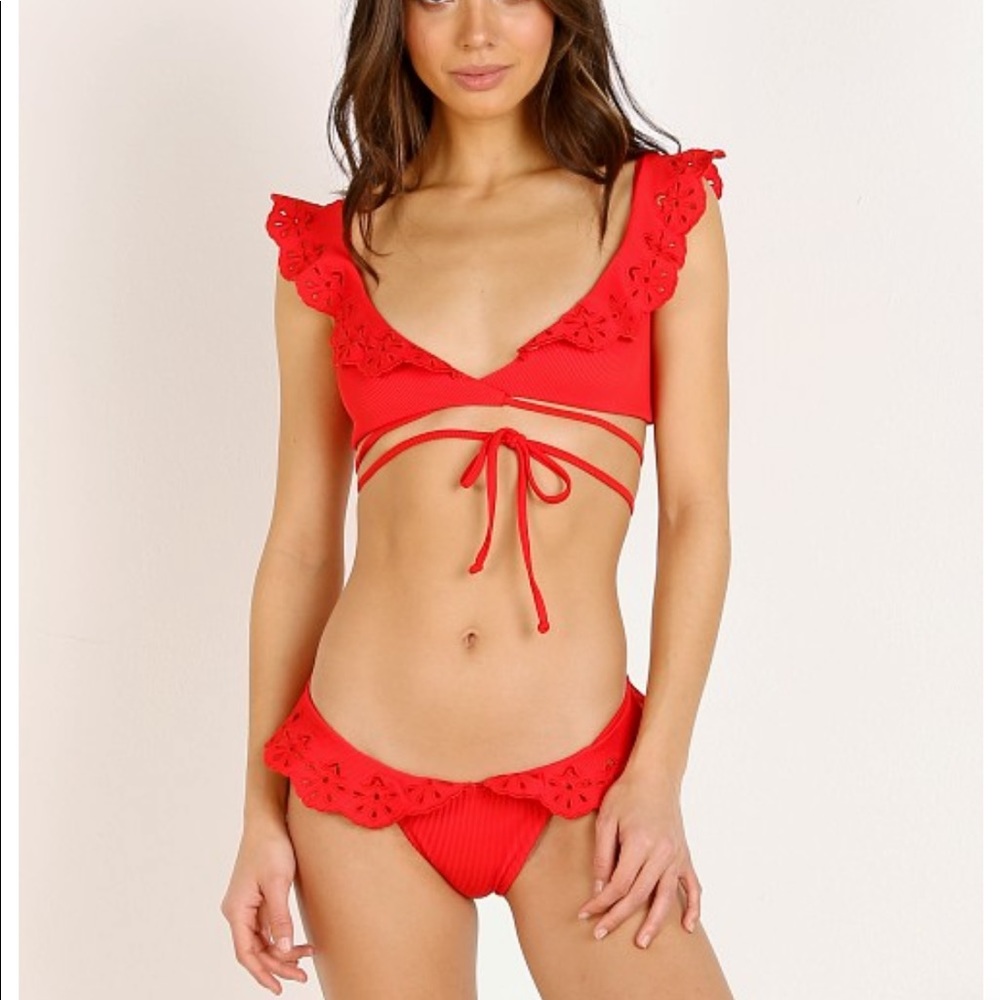 Beach Riot Wrap Around Red Top